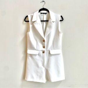 Zara White Short Romper